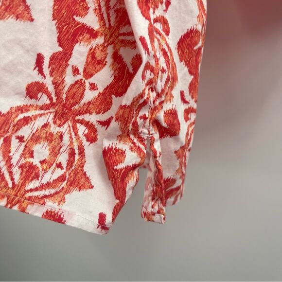 CHICO’S Tunic Size Large Contrast Medallion Feminine Popover Top Stretch Cotton - Picture 9 of 15